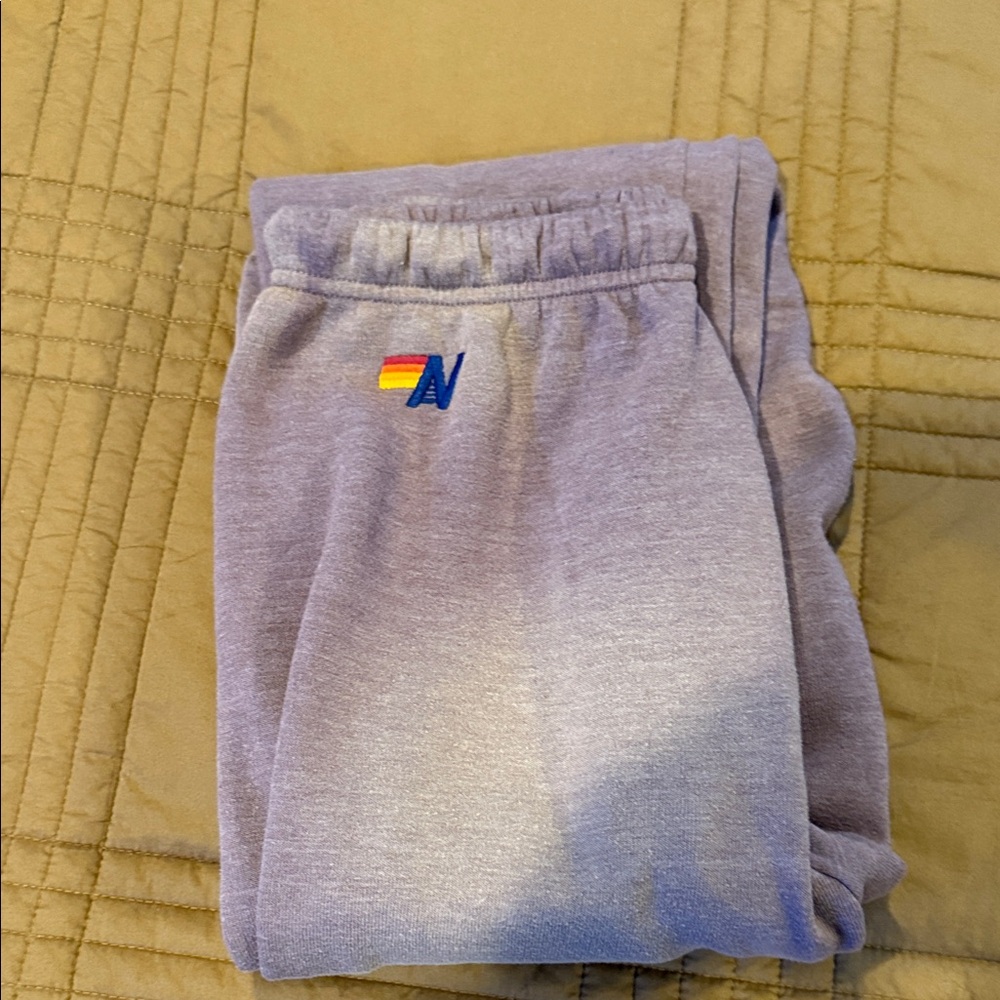 Aviator Nation Dusty Purple Joggers with Rainbow Logo